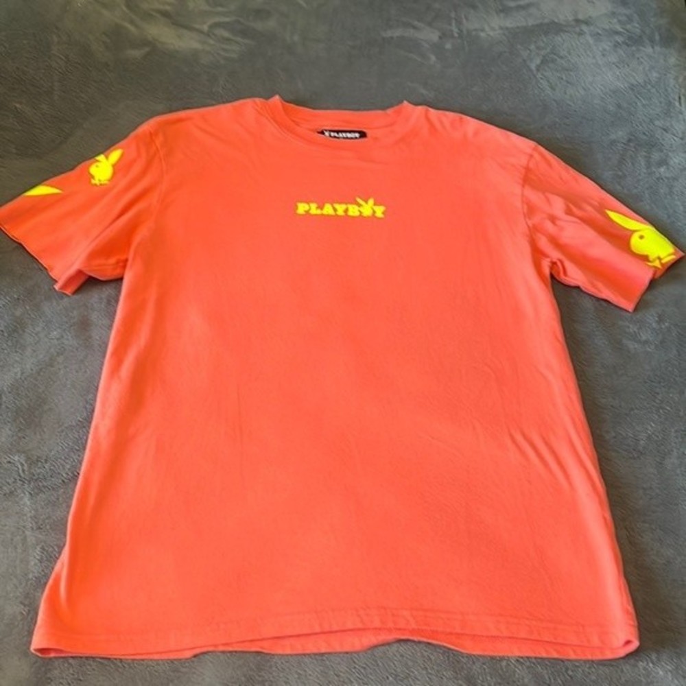 Playboy Pac Sun Mens Short Sleeve T-Shirt Orange Size S Lightly Worn *See Cond*